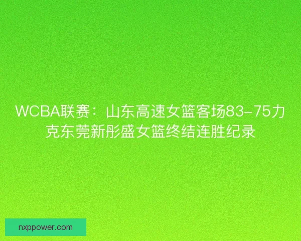 WCBA联赛：山东高速女篮客场83-75力克东莞新彤盛女篮终结连胜纪录